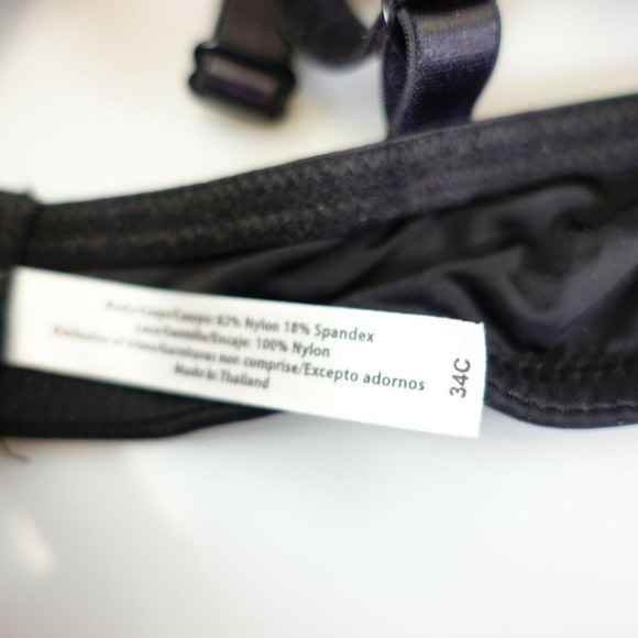 ADORE ME Black Nude Balconette Bra 34C MEDIUM Padded Push Up Lace Shell Sexy NEW - Picture 9 of 11